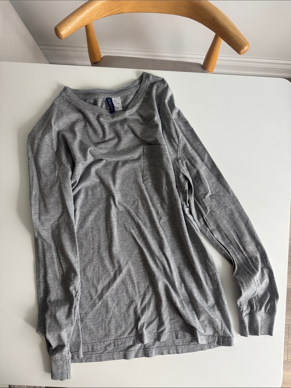 H&M Men's Long Sleeve Pocket Tee - Gray